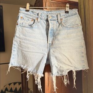Levi's Light Blue Distressed Jean Shorts